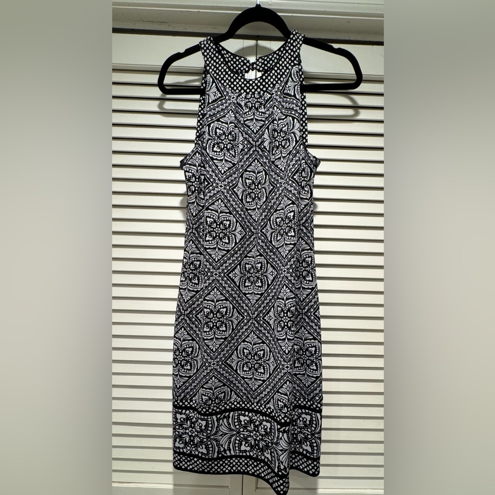 WHBM—S, Black/White Halter Dress—Pattern, Sleeveless, Reversible, Soft, Stretchy